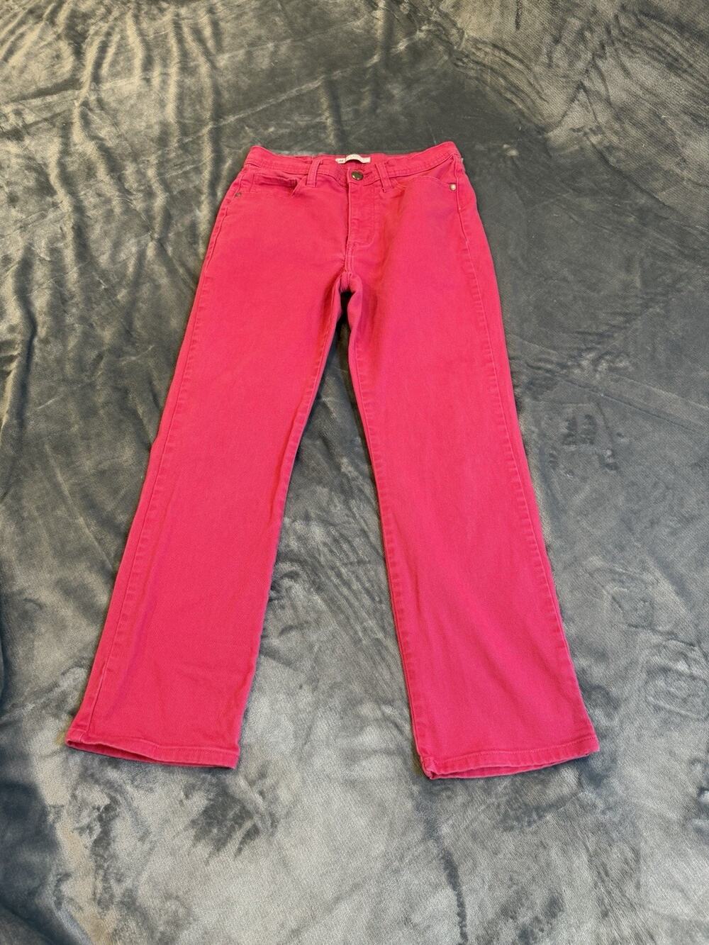 Lee Classic Fit Pink Jeans Women 6 Petite Straight Wide Leg Embroidered Pocket